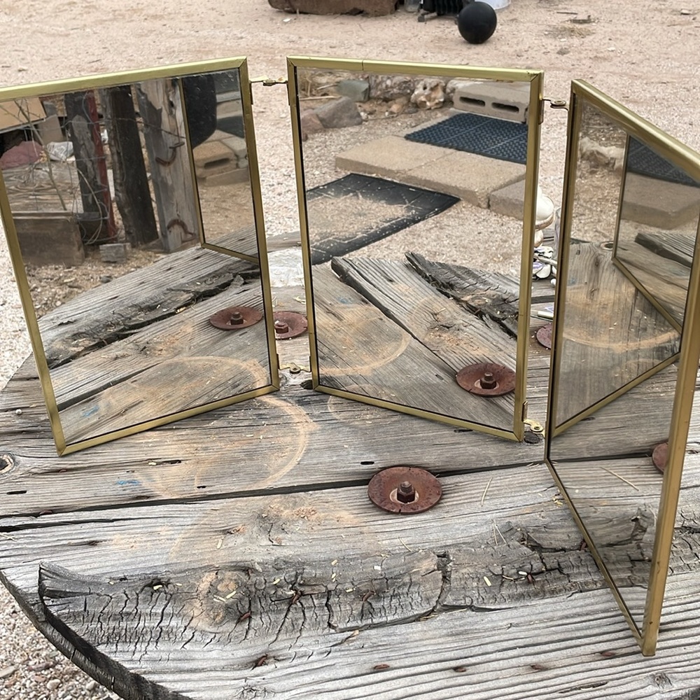 Vintage circa 1920 tri fold mirror 8x10 - Picture 5 of 9